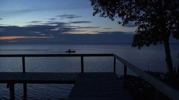 kayaking at sunset